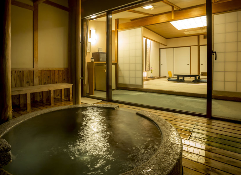 Japanese-style room with an open-air bath
