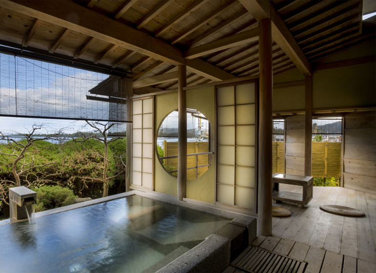 Japanese-style room with an open-air bath